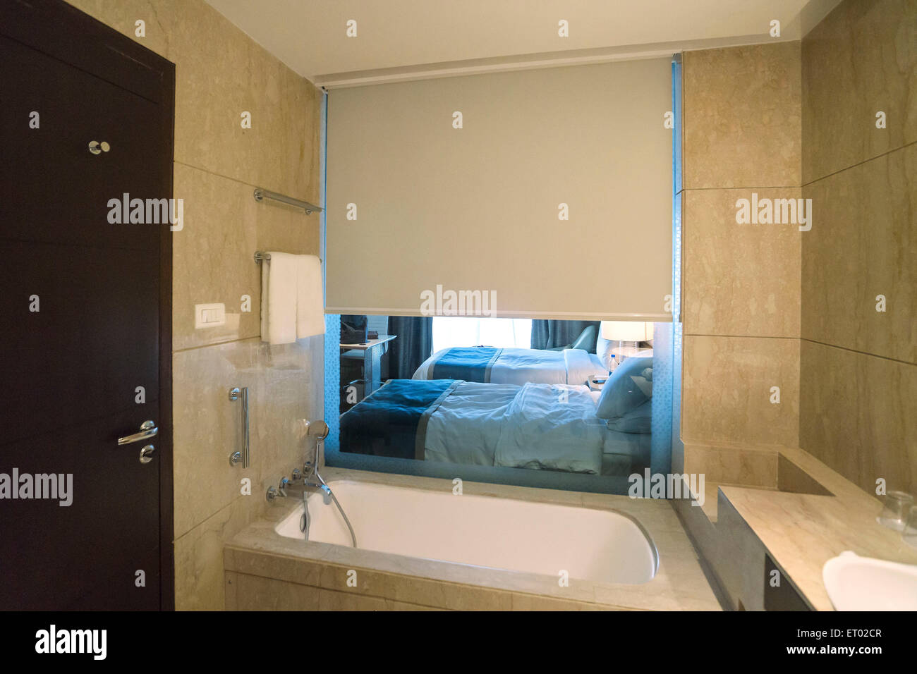 PVC Blind in Bathroom India Asia Stock Photo