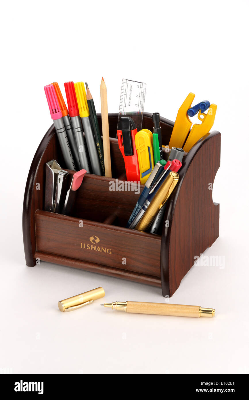 PVC Wood Stationary Stand India Asia Stock Photo