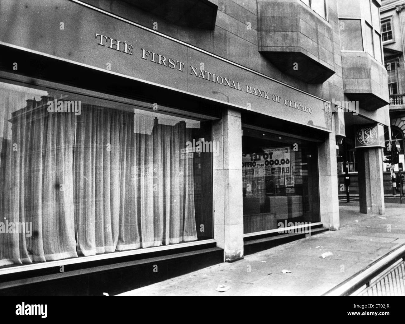 The First National Bank of Chicago. 10th May 1974. Stock Photo