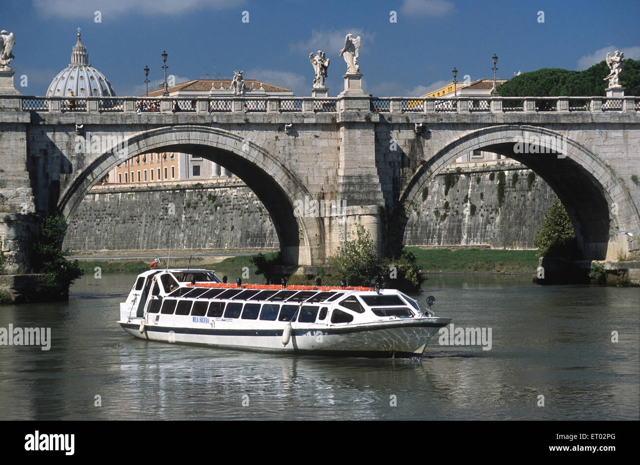 The Tiber River, with the S. Peter cathedral on the background, Rome, Lazio, Italy, Europe Stock Photo