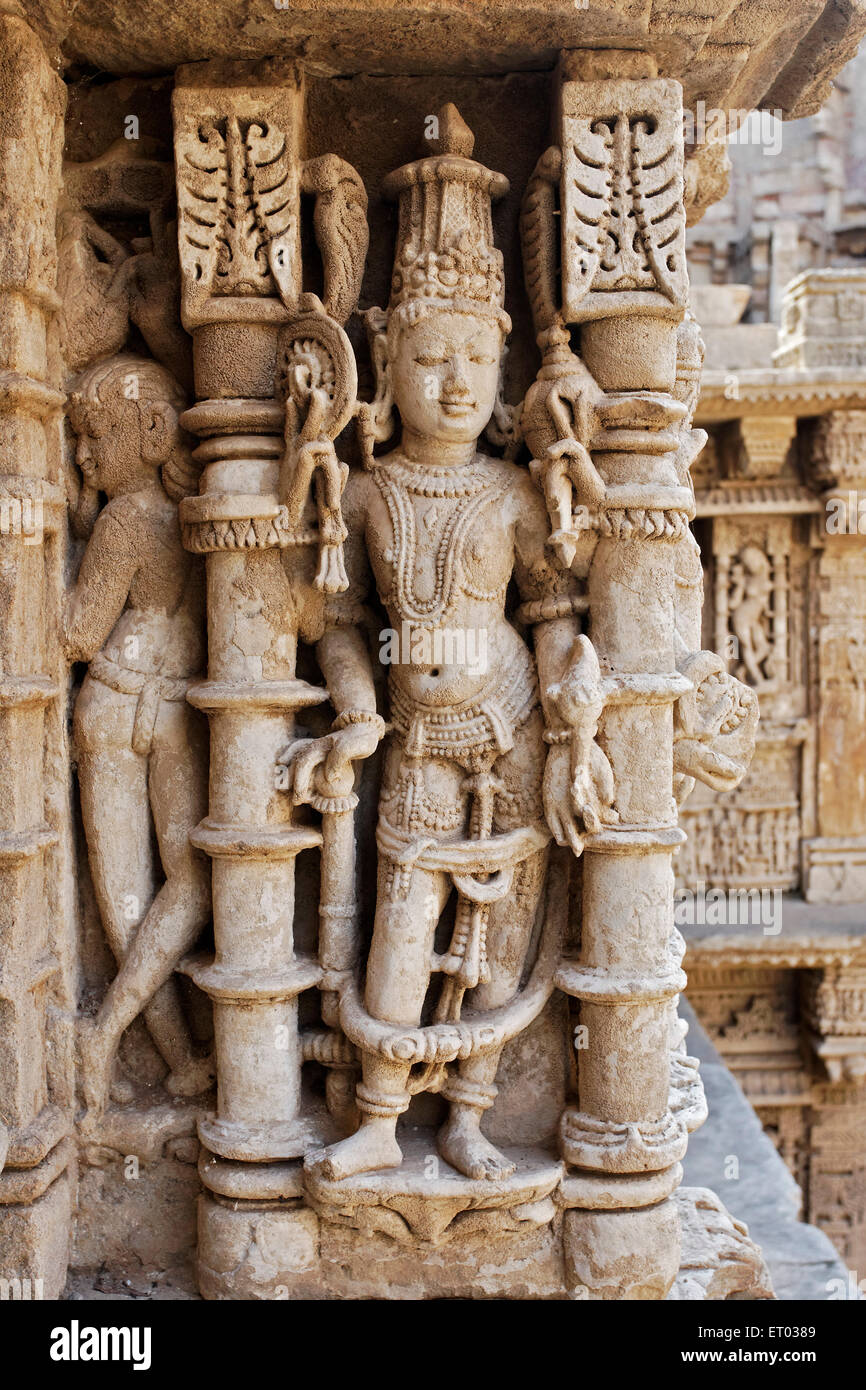 Vishnu ; Rani ki Vav ; Ranki Vav ; step well ; stepwell ; Patan ; Gujarat ; India ; Asia Stock Photo