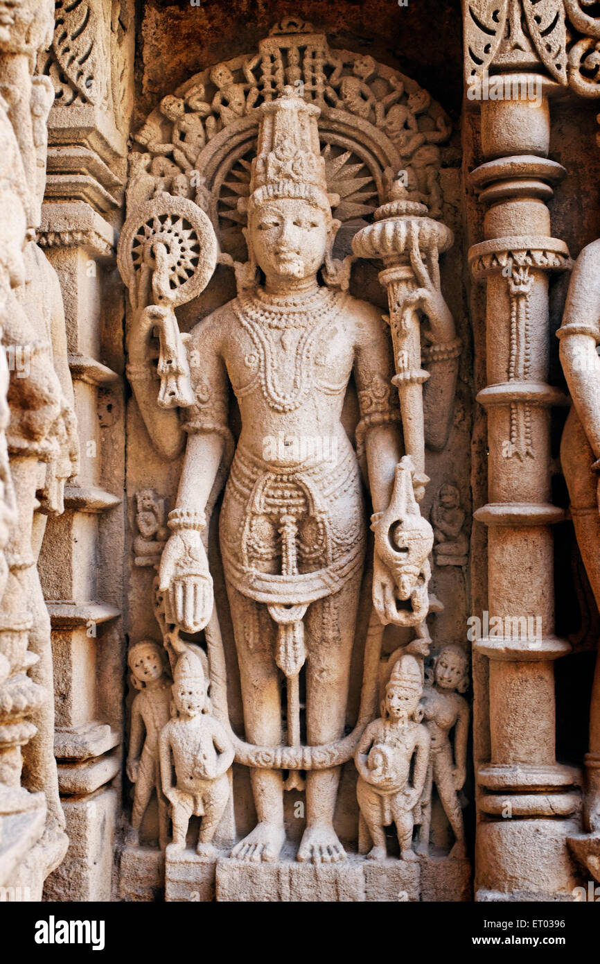 Vishnu ; Rani ki Vav ; Ranki Vav ; step well ; stepwell ; Patan ; Gujarat ; India ; Asia Stock Photo