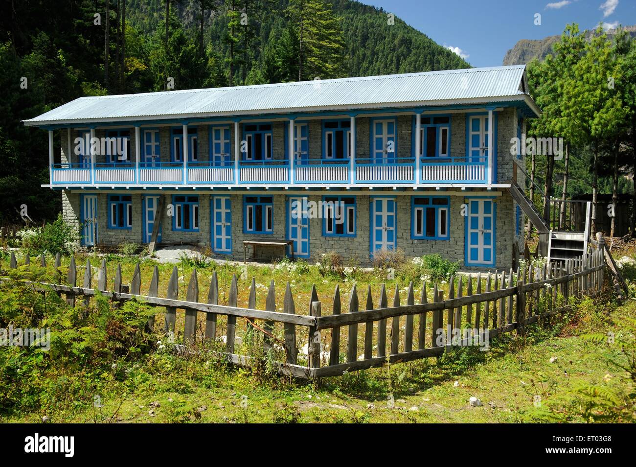 Village house , Thanchowk , Annapurna Circuit Trek , Nepal , Federal Democratic Republic of Nepal , South Asia , Asia Stock Photo