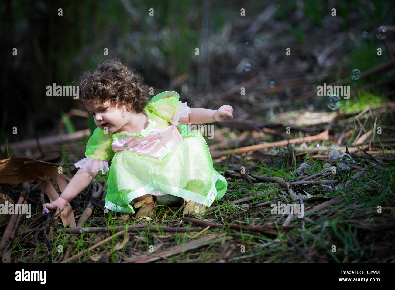 little girl in forest dressed as a fairy Stock Photo - Alamy