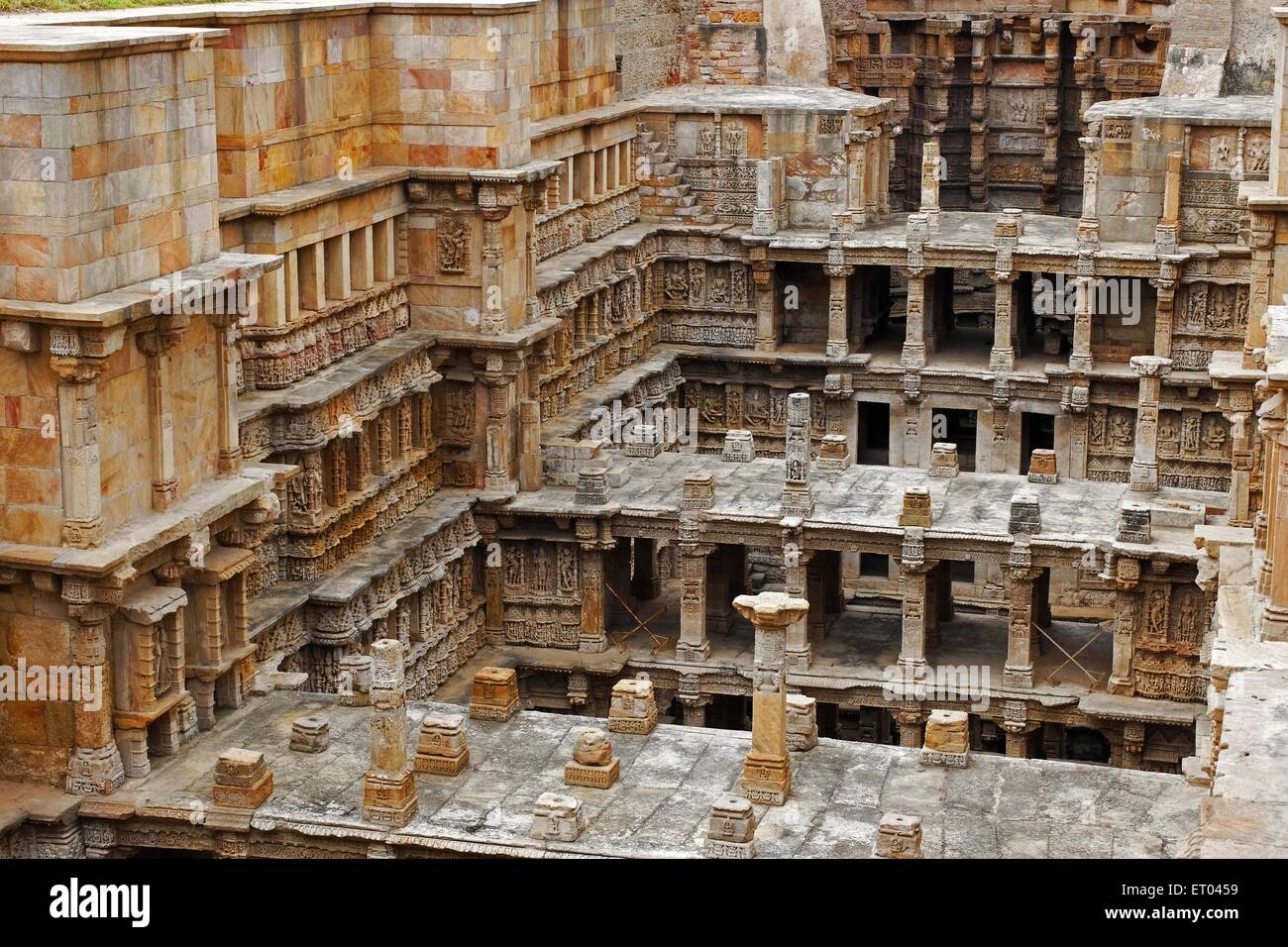 Rani ki vav ; stone carving ; underground structure ; step well ; Patan ; Gujarat ; India Stock Photo