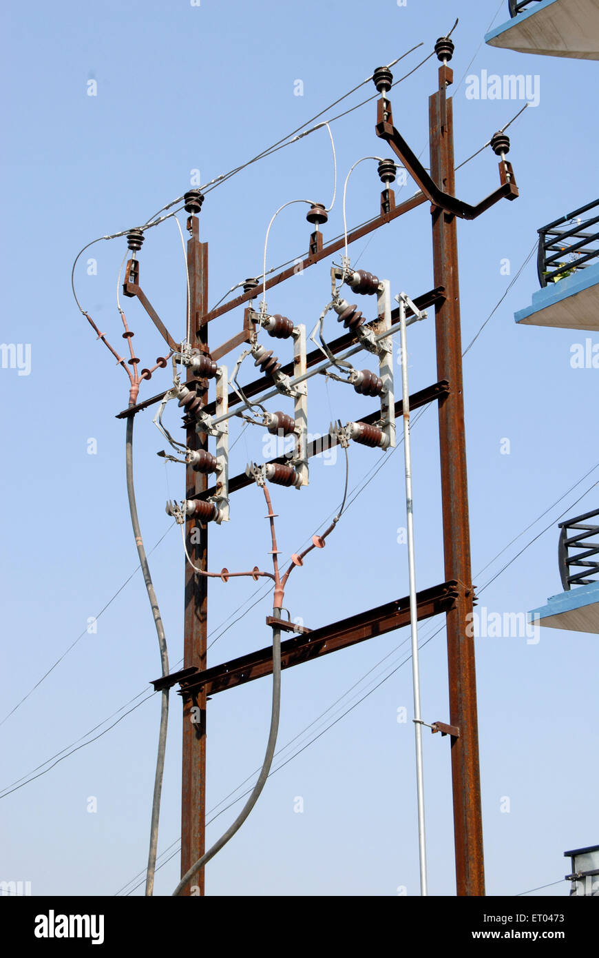 Indian Electricity Pole Stock Photos & Indian Electricity Pole Stock