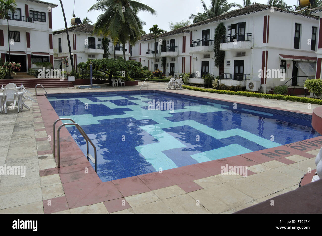Swimming pool at ronils beach resort at Goa India Stock Photo