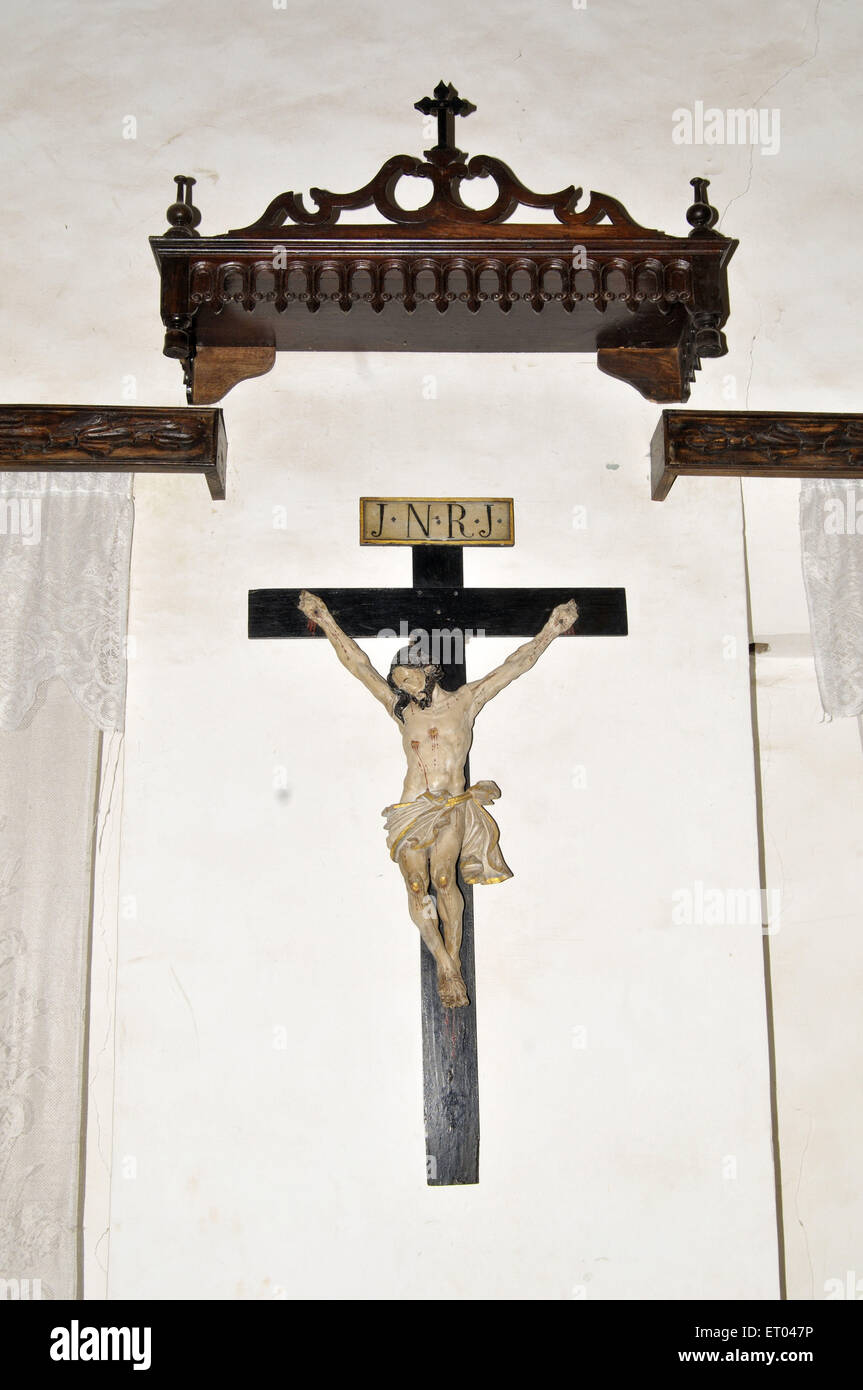 Crucifix in Braganza Pereira house at chandor goa India Stock Photo