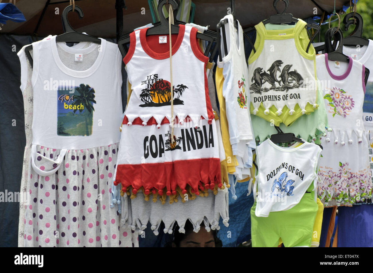 Clothes stall in Dona Paula at Goa India Stock Photo