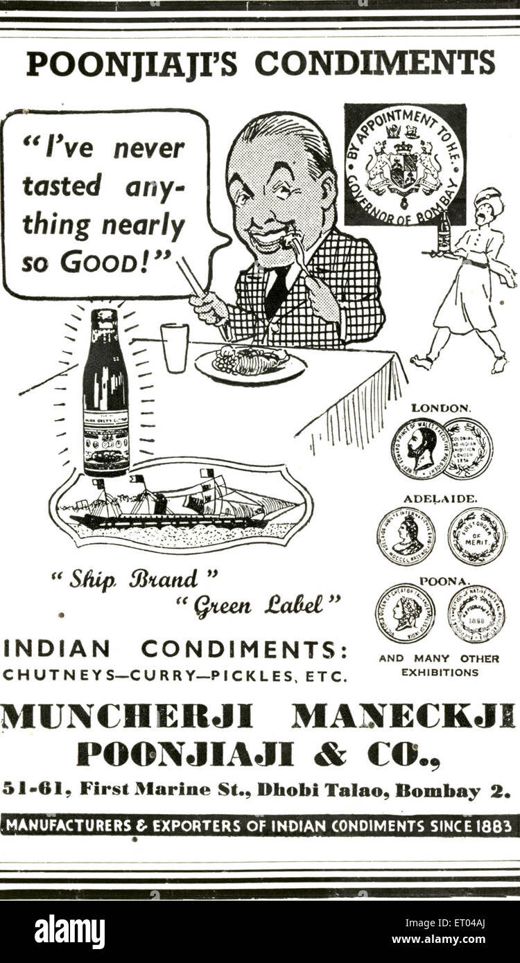 Advertisement ; Parsi Lustre BK ; Muncherji Maneckji Poonjiaji & Co. Stock Photo
