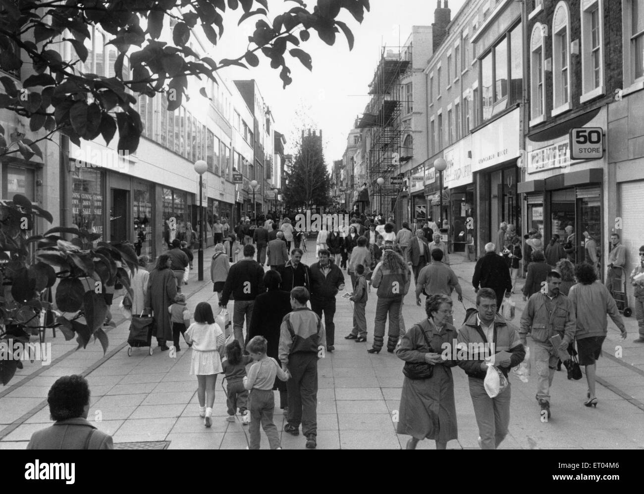 General scene of Bold Street, Liverpool 31st October 1989 Stock Photo