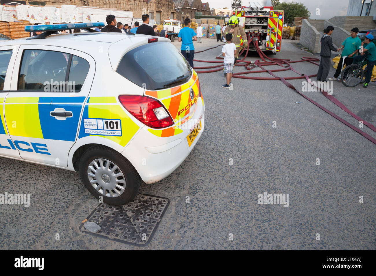 Emergency services deal with a large tyre fire in the Leeds Road area
