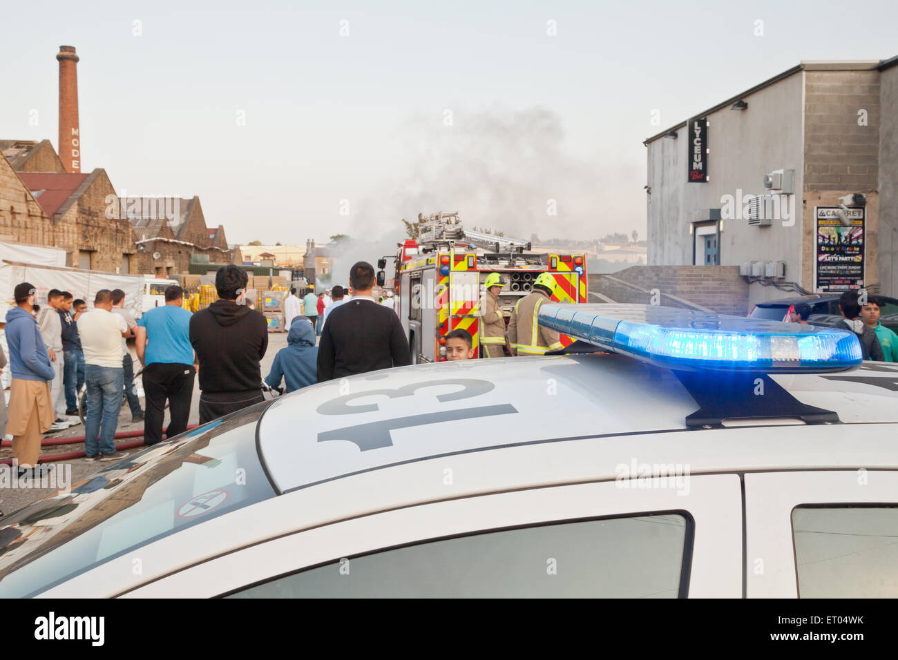 Emergency services deal with a large tyre fire in the Leeds Road area
