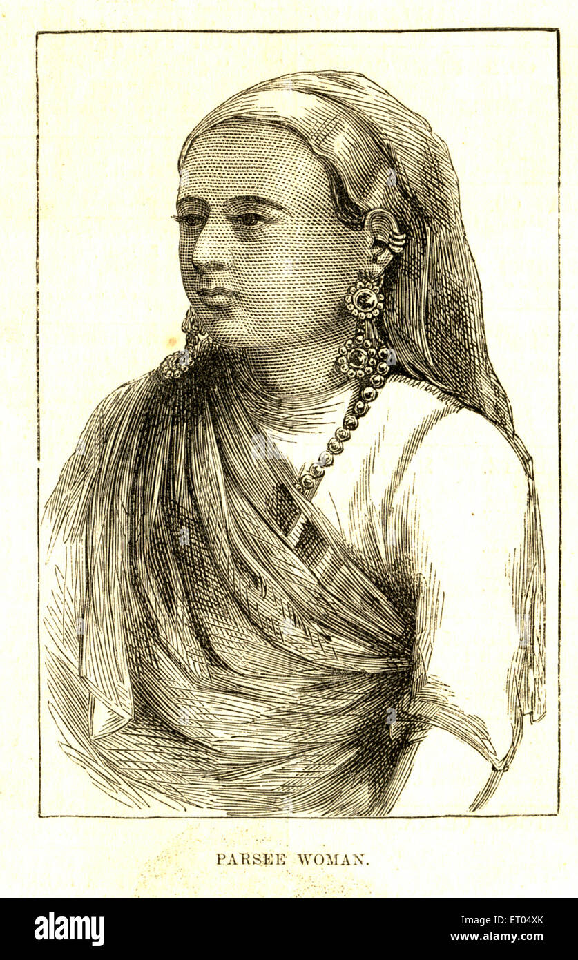 Parsi woman ; 13th November 1875 ; Bombay now Mumbai ; Maharashtra ; India Stock Photo