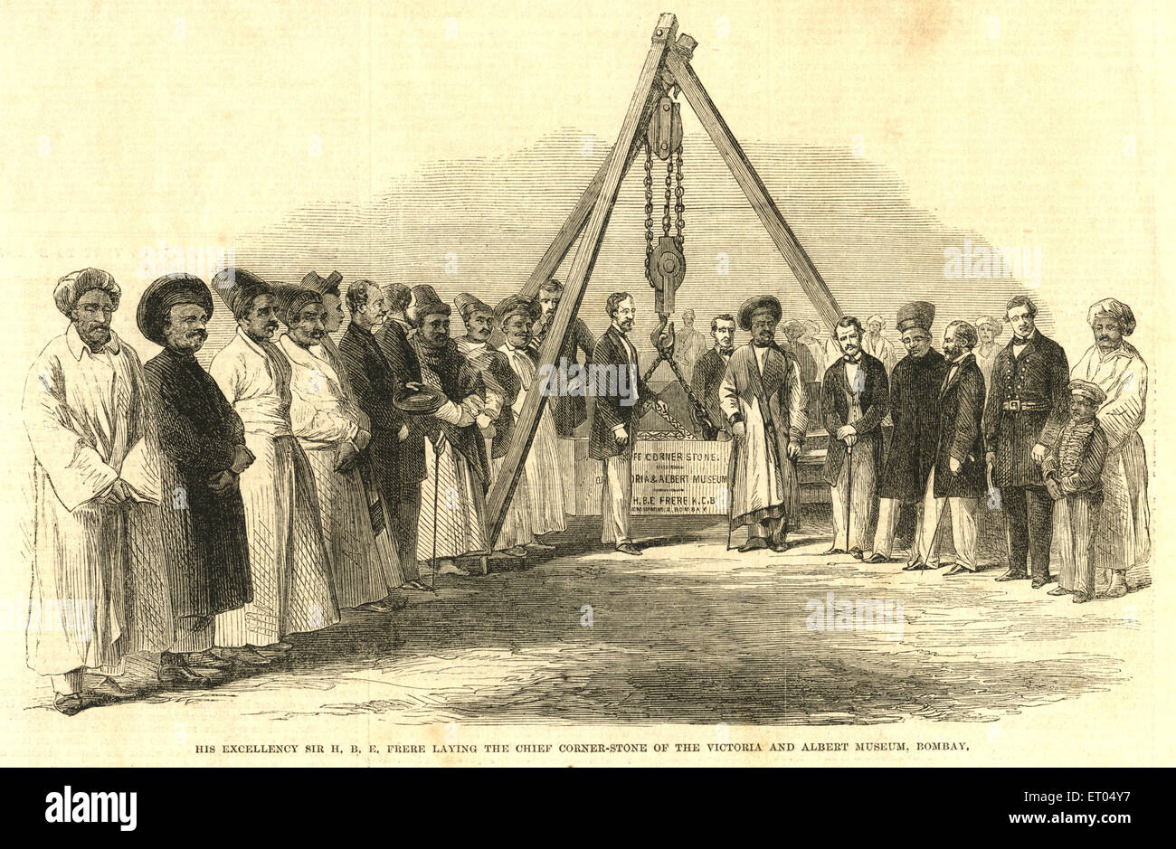His Excellency sir Frere laying chief corner stone of the Victoria Albert museum 3rd January 1863 ; Bombay Mumbai ; Maharashtra Stock Photo
