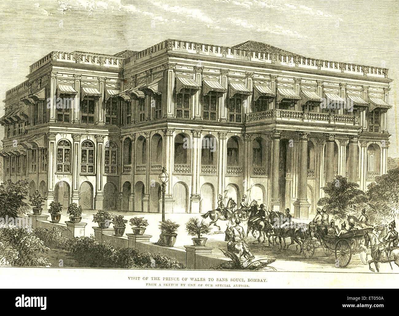 Prince of Wales visit to to Sans Souci now Masina Hospital, 5th February 1876, Bombay, Mumbai, Maharashtra, India, Asia, old vintage 1800s picture Stock Photo