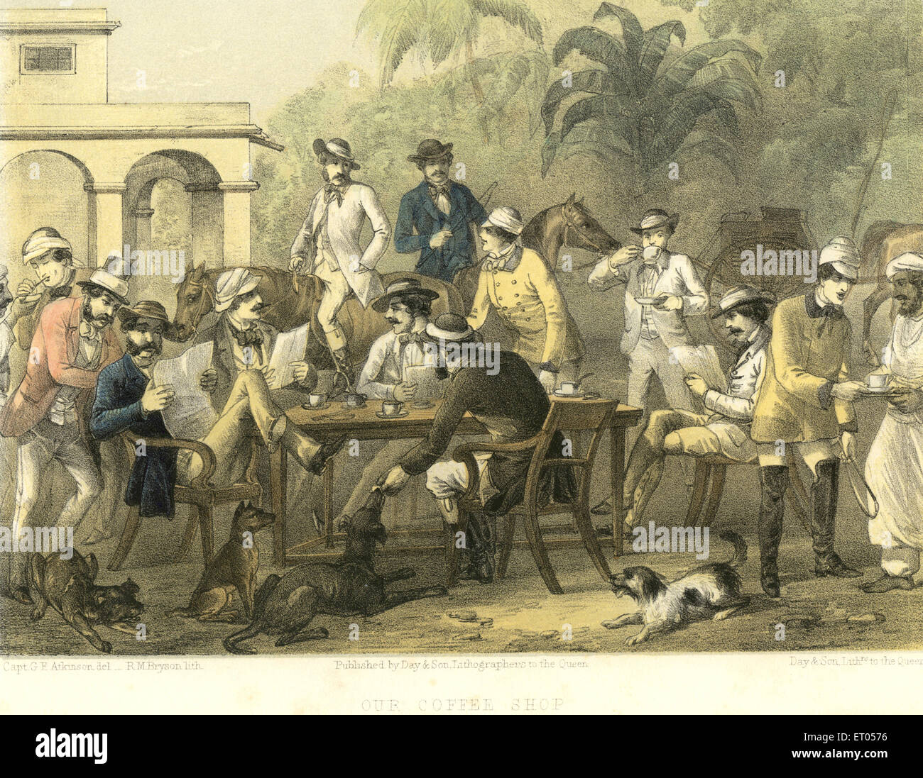 Colonial Indian images ; our coffee shop ; India Stock Photo