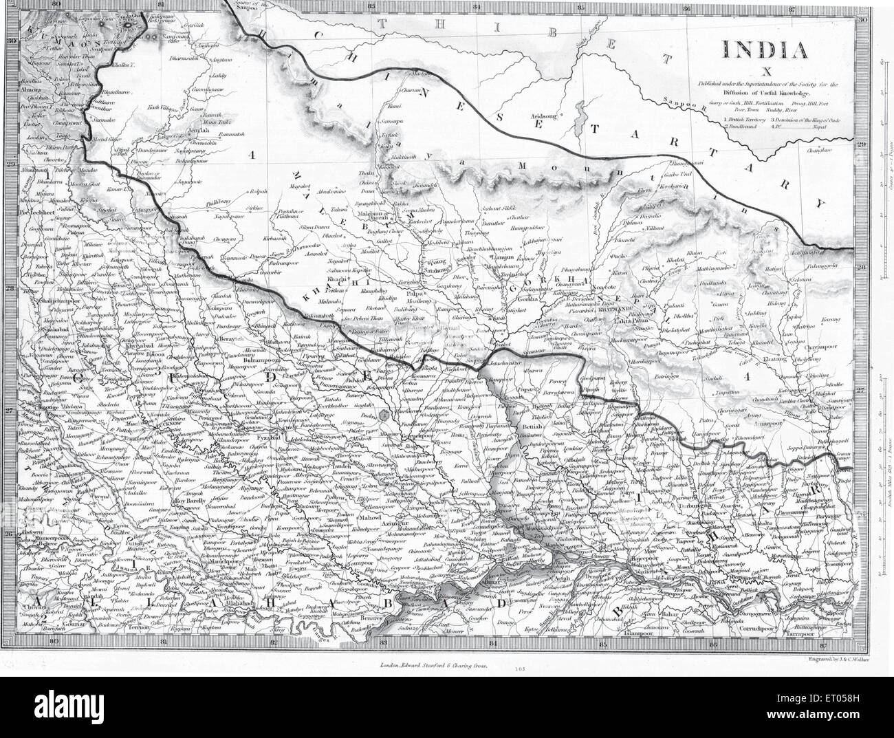 A map of India for diffusion of useful knowledge Stock Photo