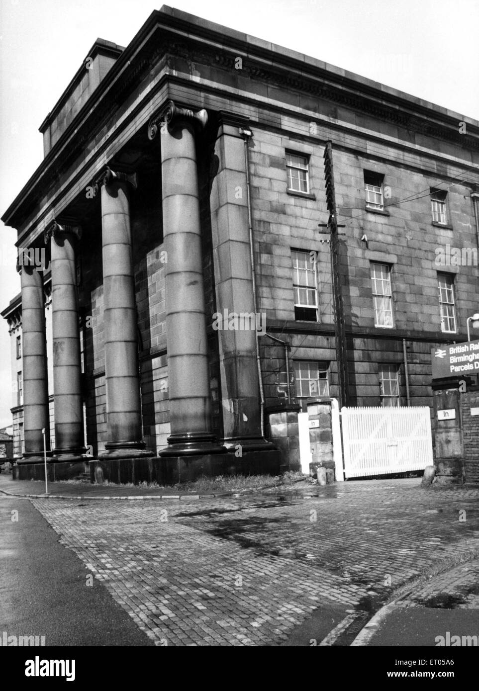 Curzon Street station in Birmingham, with its impressive iconic columns, one of the city's architectural gems. 17th May 1979. Stock Photo