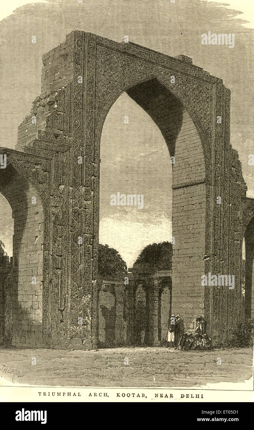 Triumphal arch qutab ; Qtab Minar ; Delhi ; India Stock Photo
