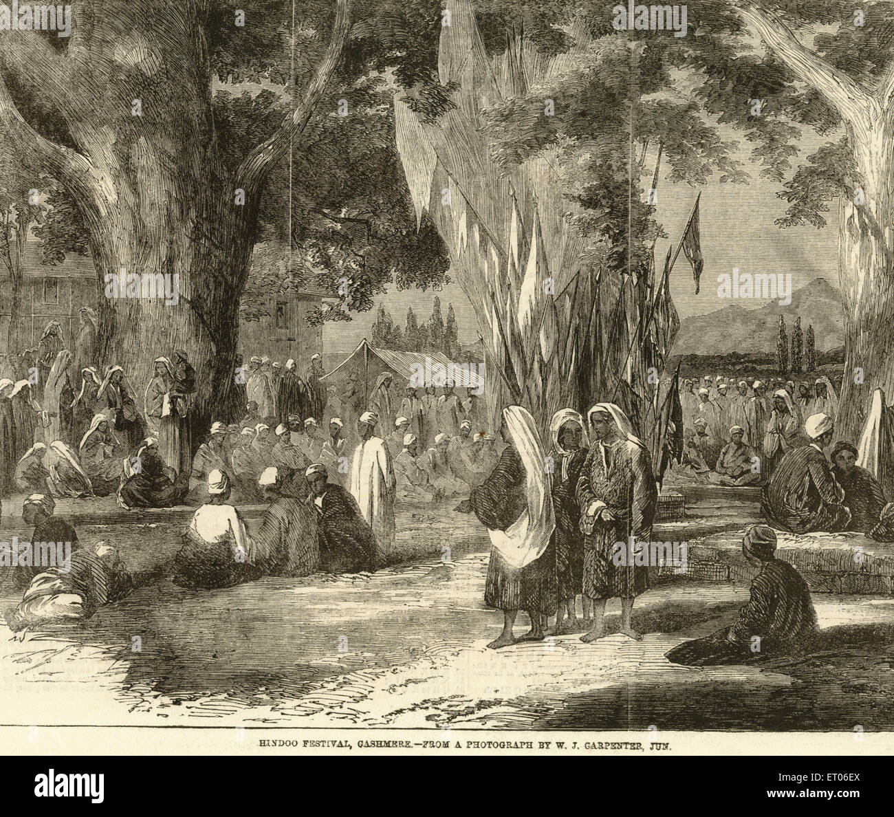 Hindu Indian festival ; Jammu & Kashmir ; India , old vintage 1800s Stock Photo