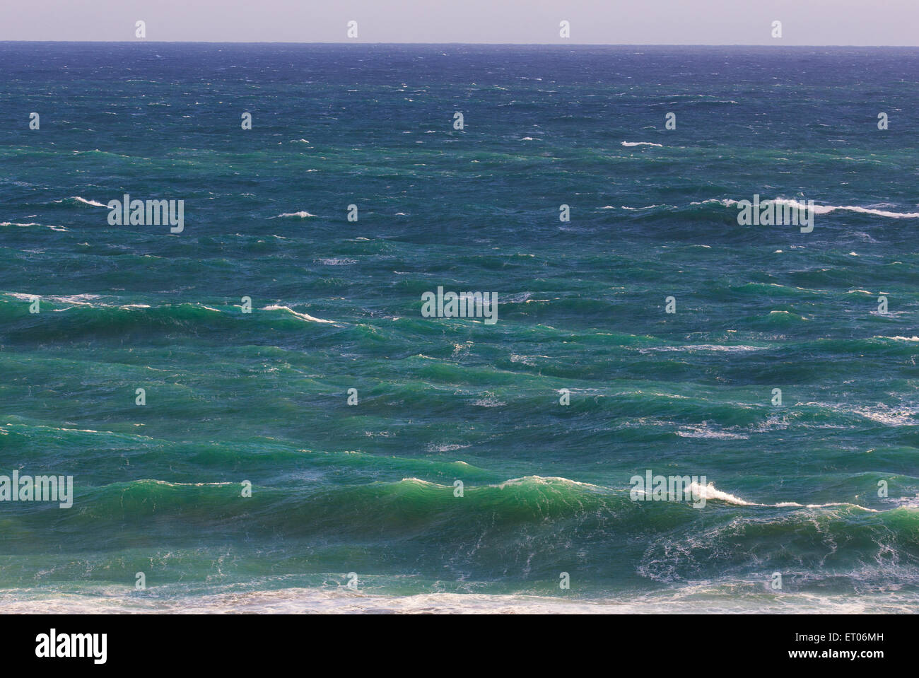 Choppy surf conditions in the sea off the coast of the  Great Ocean Road, Victoria, Australia Stock Photo