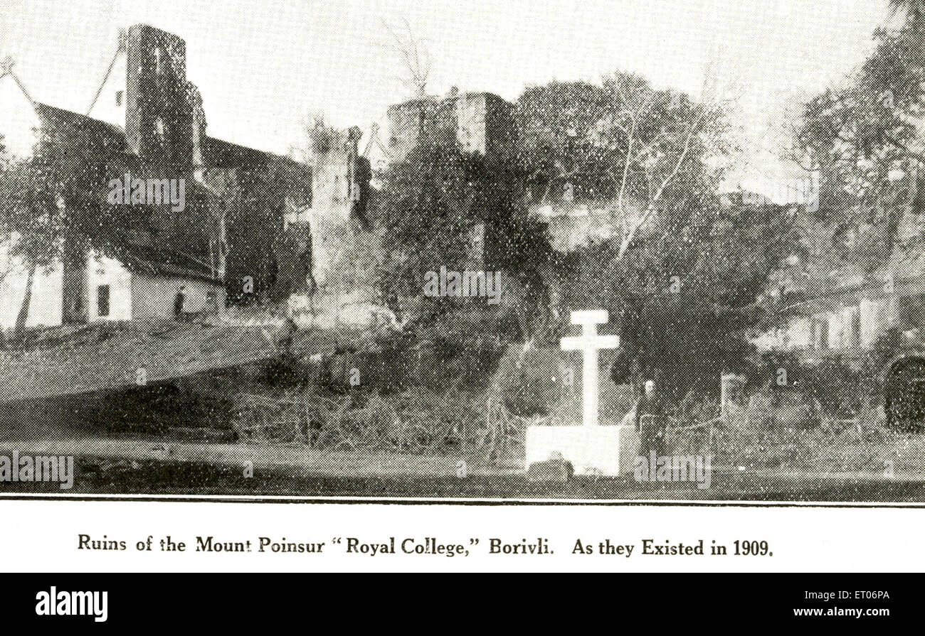 Ruins of Mount Poinsur Royal Collage Borivli as existed in 1909 ; Borivali ; Bombay Mumbai ; Maharashtra ; India Stock Photo