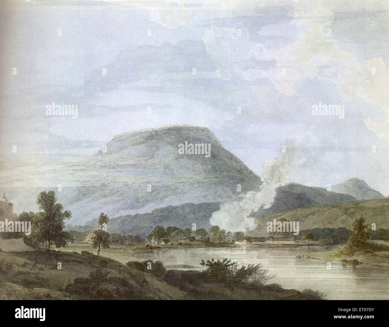 Bijaigarh fort, Aligarh, Uttar Pradesh, India, by William Daniell, 1790, old vintage 1700s watercolour painting, Stock Photo