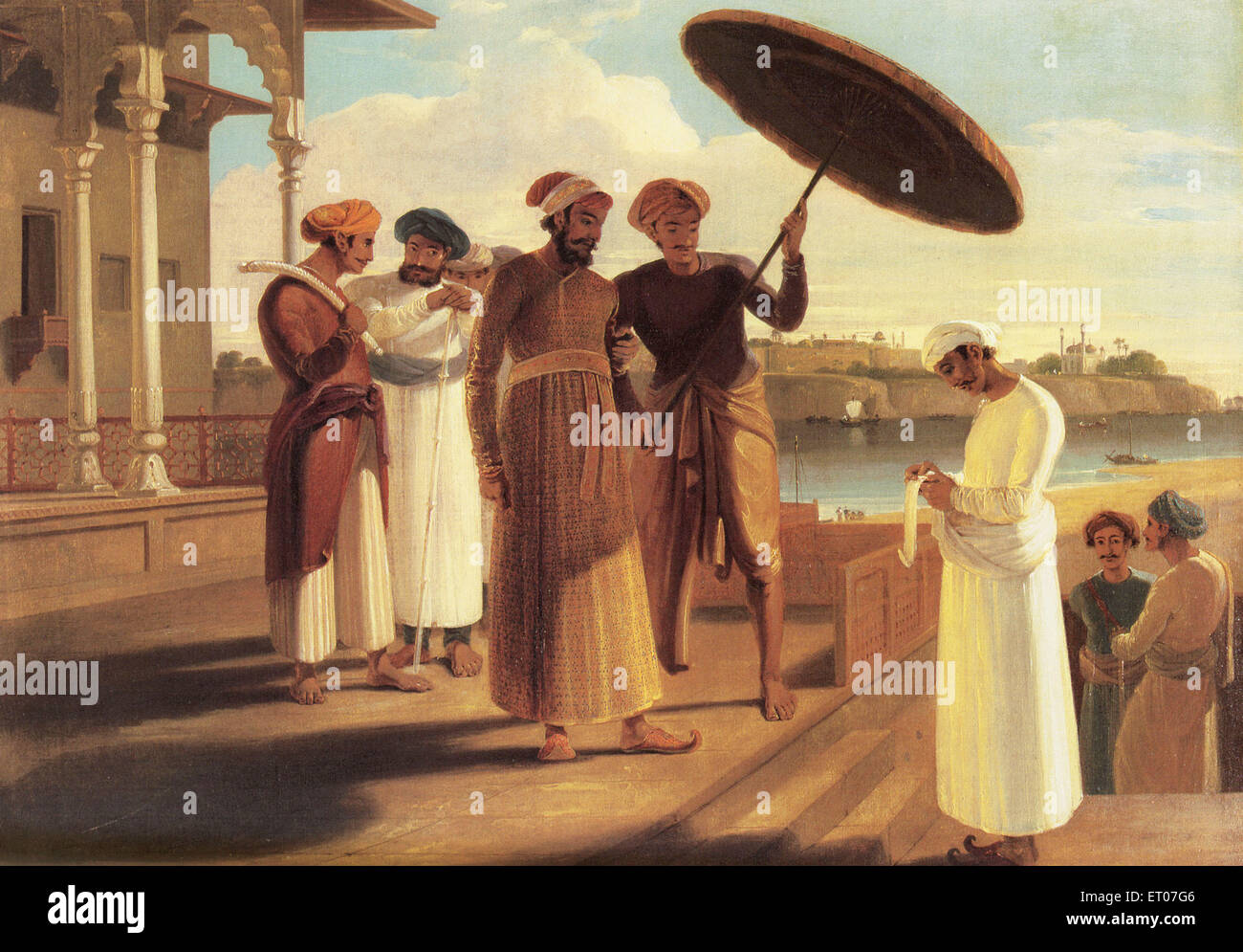 Muhammaden with his Munshi secretary , India , Asia , vintage , 1800s Stock Photo