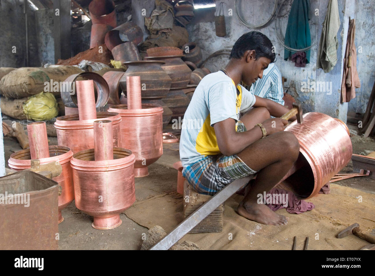 Making of copper utensils in vessel manufacturing industry in