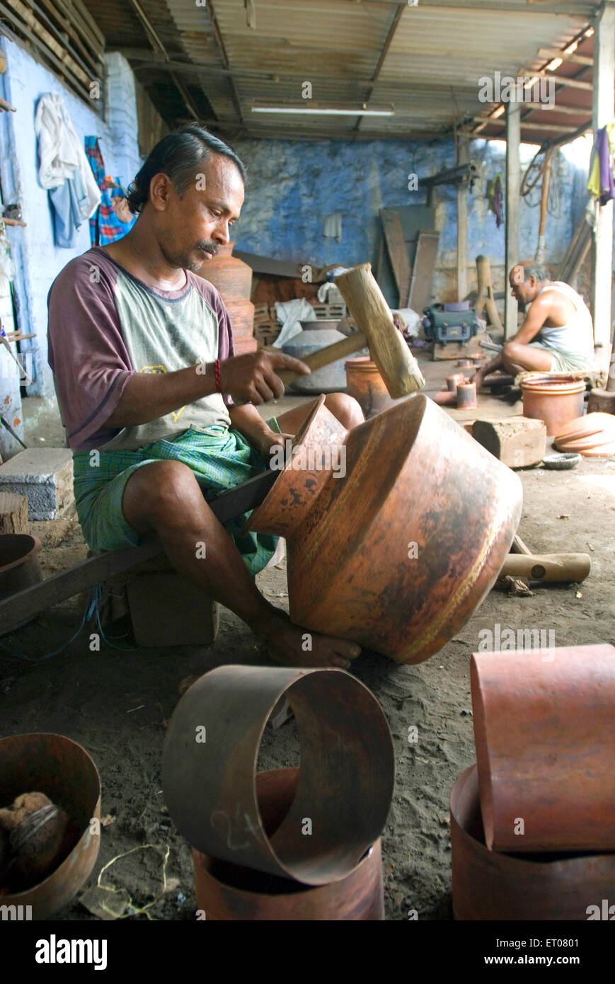 Making of copper utensils in vessel manufacturing industry in