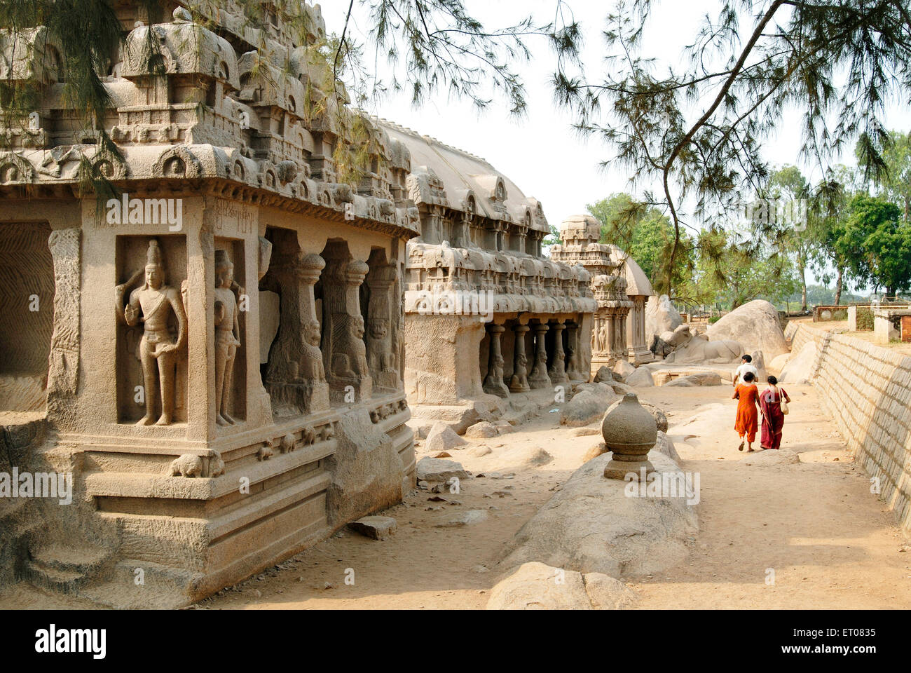 Five Rathas Pancha Rathas temple created in 7th century Mahabalipuram Mamallapuram Tamil Nadu India Stock Photo