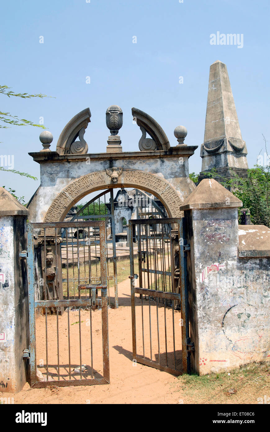 Dutch cemetery , Dutch mausoleum , Pulicat , Pazhaverkadu , Thiruvallur District , Tamil Nadu , India , Asia Stock Photo