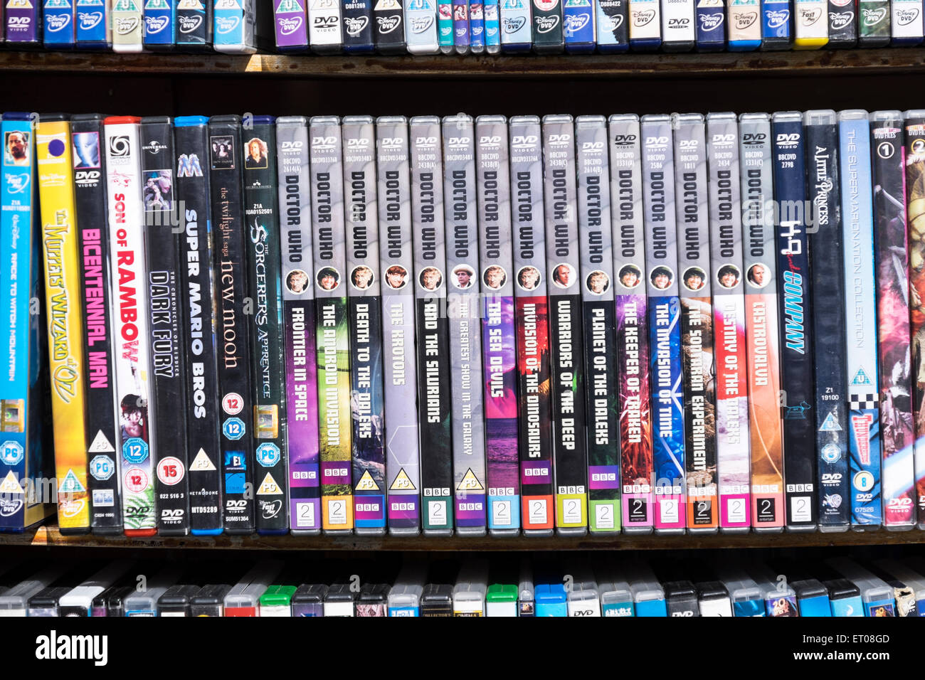 Doctor Who dvds on a sale in a market stall in Dorset Stock Photo
