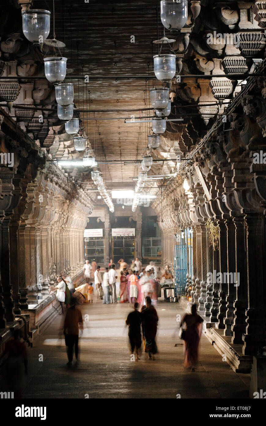 Colonnade in the second Prakara ; Chidambaram Nataraja temple ; Chidambaram ; Tamil Nadu ; India Stock Photo