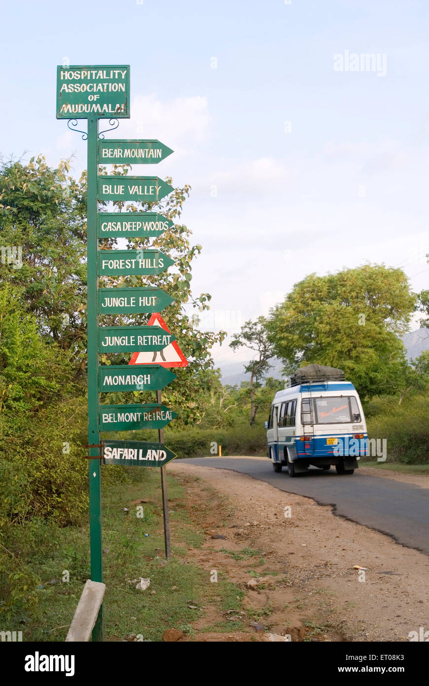 Sign board near road ; Udhagamandalam Ooty ; Tamil Nadu ; India Stock