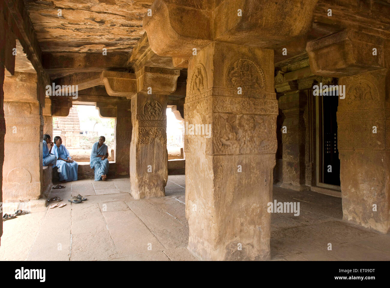 Interior view of the Ladkhan temple built in 7th century ; Aihole ; Karnataka ; India Stock Photo
