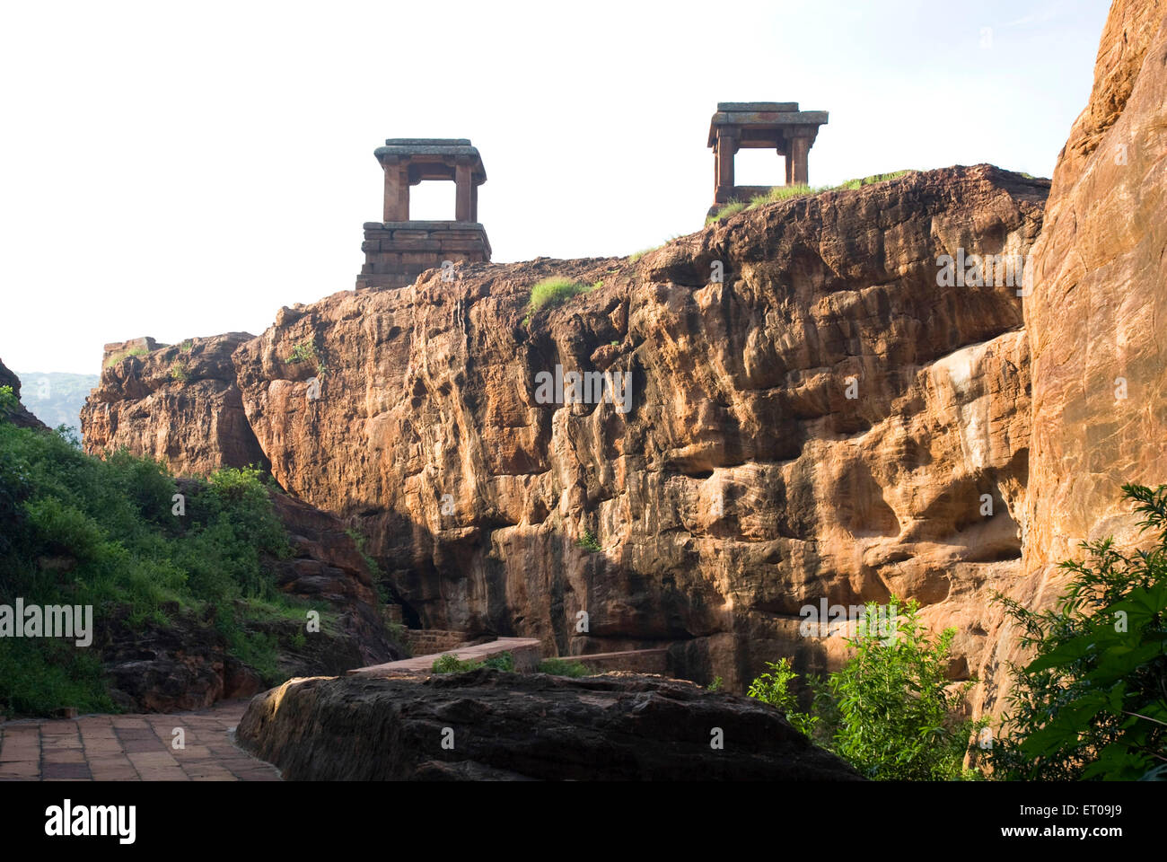 Watch towers in north fort ; Badami ; Karnataka ; India Stock Photo