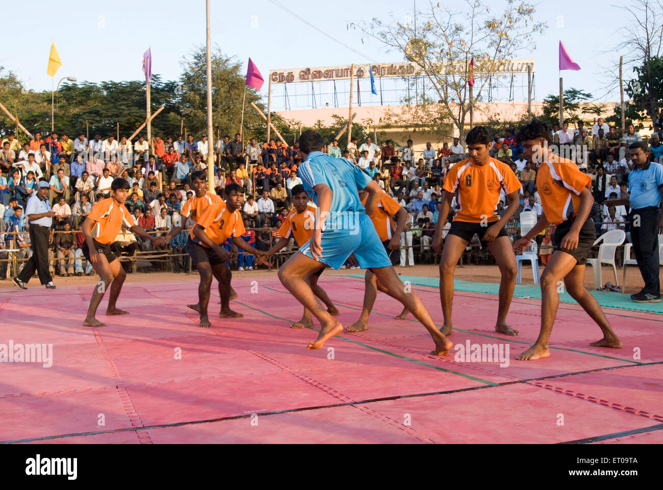 Boys playing Kabaddi game at Coimbatore ; Tamil Nadu ; India Stock