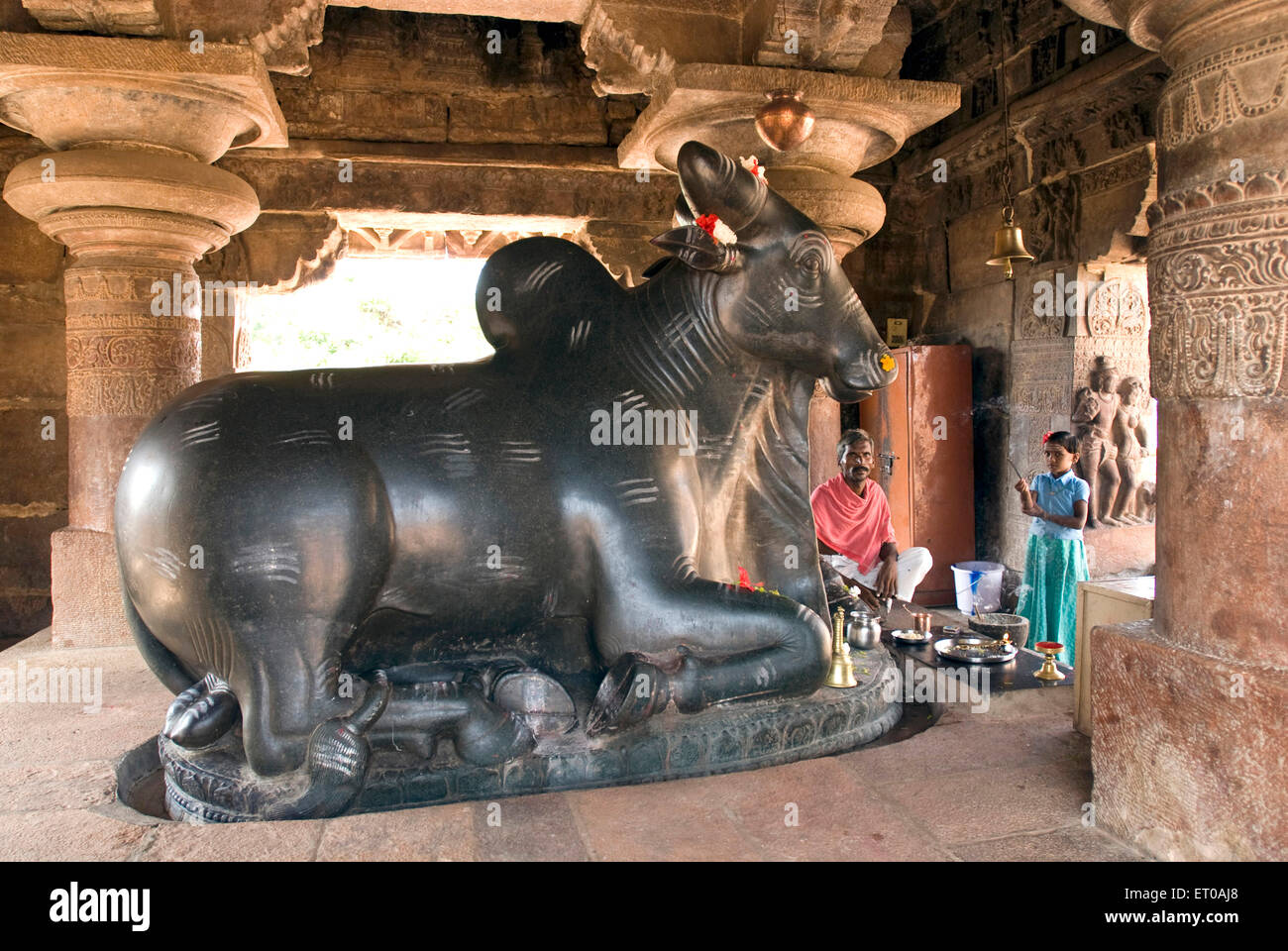 UNESCO World Heritage Site ; Monolith Nandi statue in Pattadakal eight