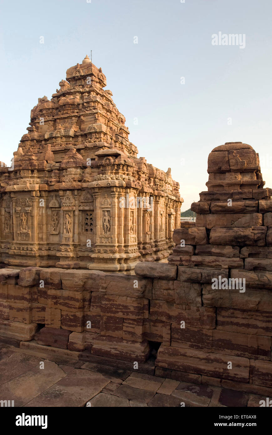 UNESCO World Heritage Site ; Virupaksha temple is Dravidian architecture built by queen Lokamahadevi Pattadakal ; Karnataka Stock Photo