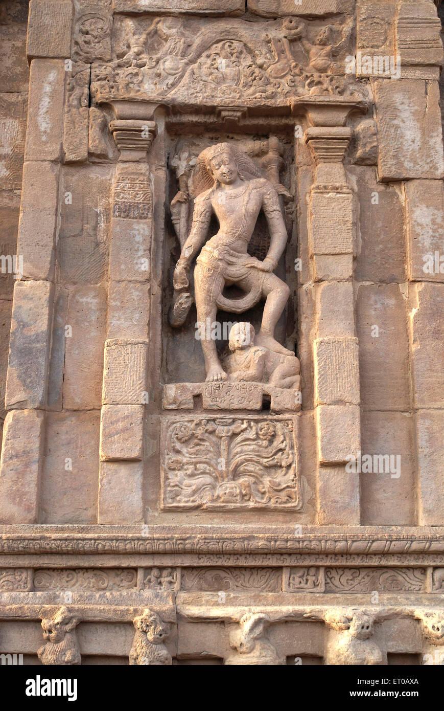 UNESCO World Heritage Site ; Lord Shiva sculpture Virupaksha temple Dravidian architecture Lokamahadevi Pattadakal ; Karnataka Stock Photo