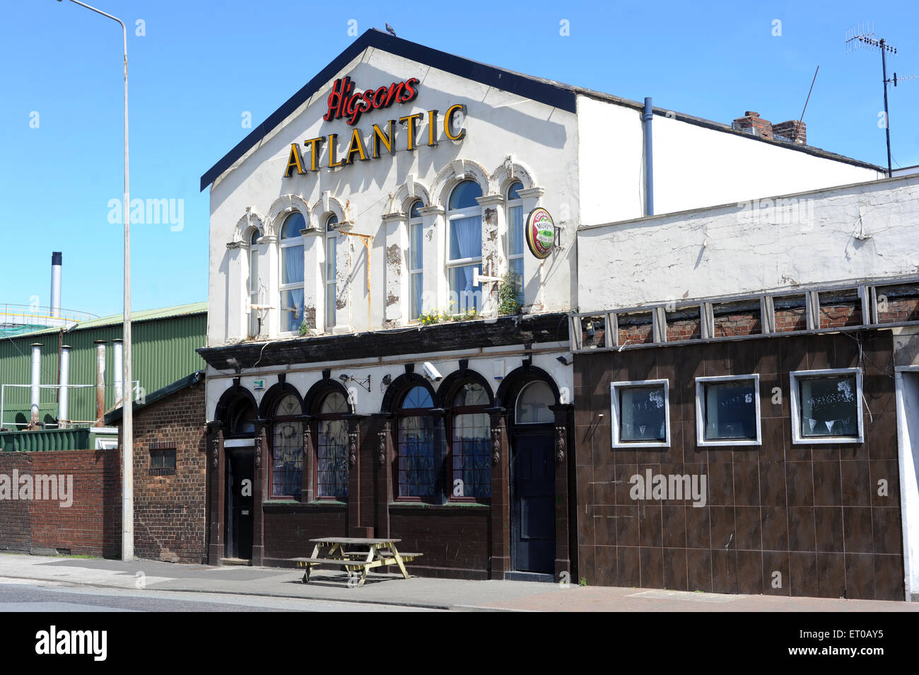The Atlantic Public House, part of Higson chain, 162 Regent Road ( otherwise known asThe Dock Road ), Liverpool L20 8DD  England Stock Photo