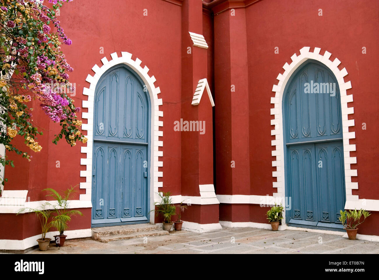Doors in Saint Andrew church ; only Scottish Kirk built in 1866 ; Bangalore ; Karnataka ; India Stock Photo