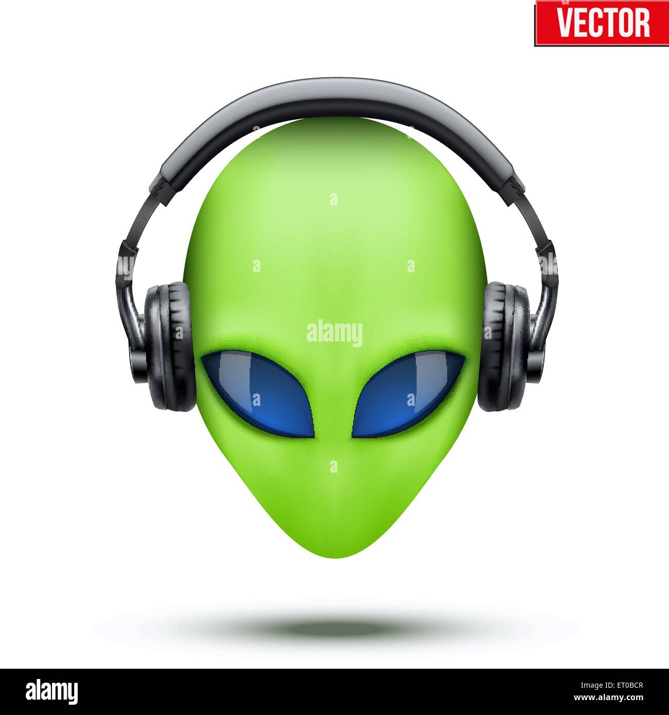 Alien head with headphones. Vector. Stock Vector