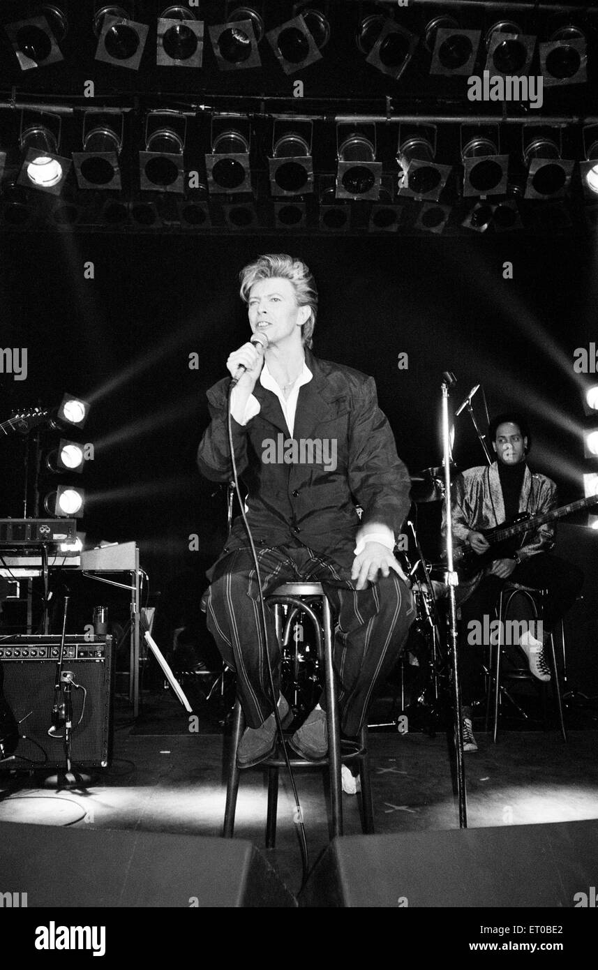 British pop singer David Bowie performing on stage. 21st March 1987. Stock Photo