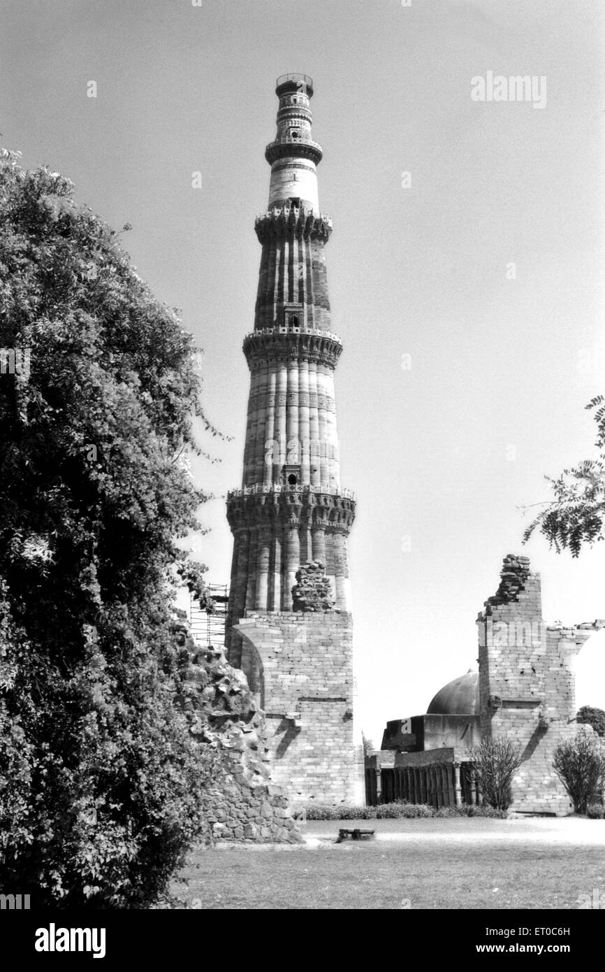 Qutab Minar Indo Islamic architecture in Delhi ; India Stock Photo