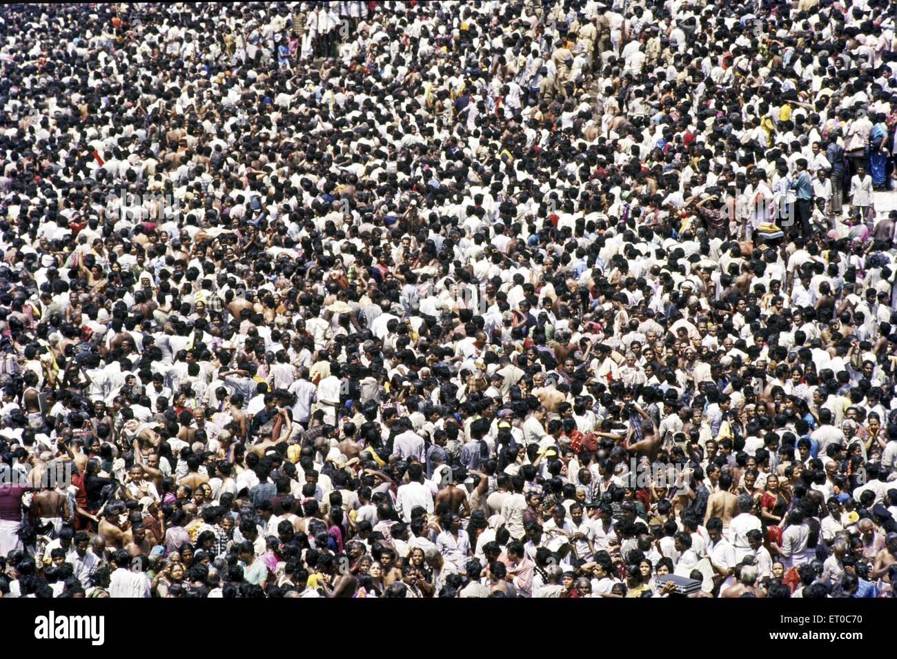 aerial crowd at Masimaham festival, Kumbh mela, Mahamaham tank, Maha Maham Tank,  Kumbakonam ; Tamil Nadu ; India, asia Stock Photo