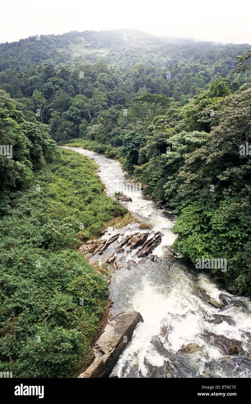 Siruvani river flowing in Siruvani Hills ; Coimbatore , Western Ghats ; Tamil Nadu , India , Asia Stock Photo