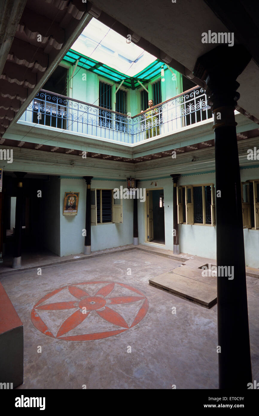 Courtyard old house , Madras, Chennai, Tamil Nadu, India, Asia Stock